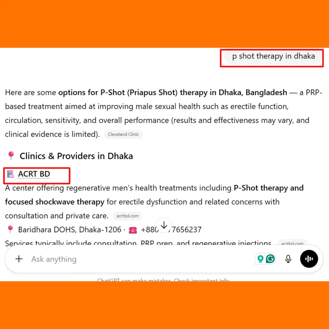 AI SEO result by polas ahmed for acrt bd